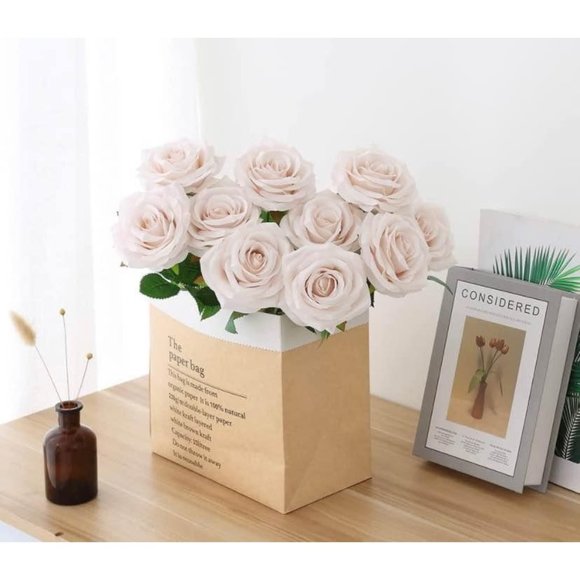 Nude Color Roses Accents | 1 Count Nude Flower Faux Cream Roses Stems Wedding Bouquet ...